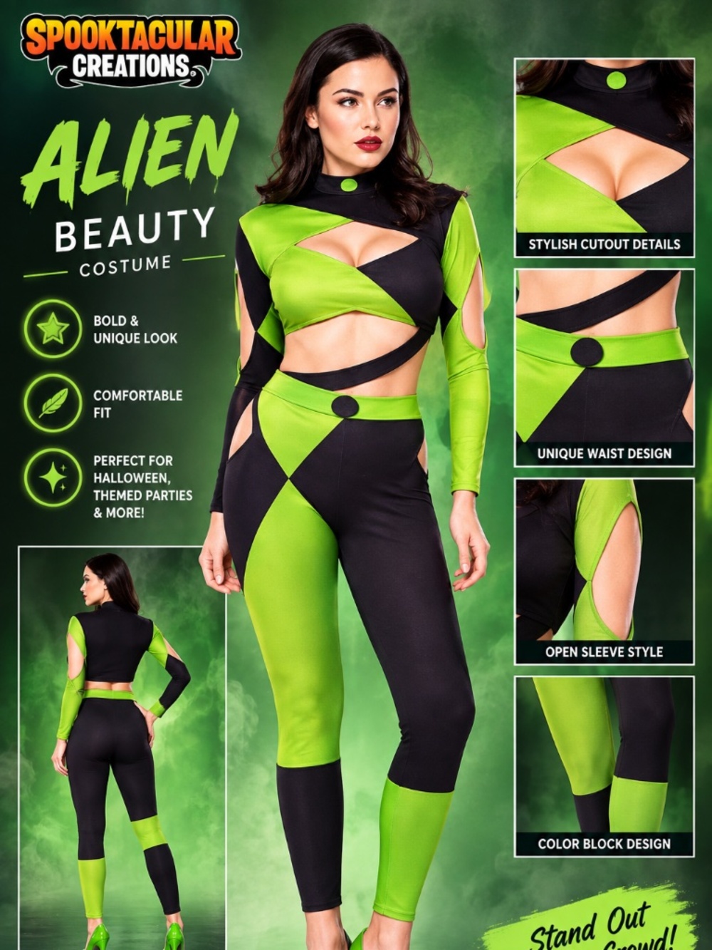NWT Spooktacular Creations Women’s Alien Villain Costume Size XL